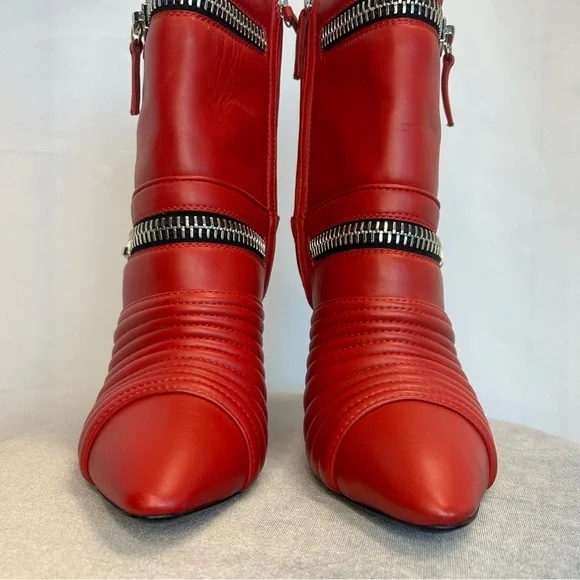 Giuseppe Zanotti Quilted Leather Double-Zip ankle Boot Red moto biker - Picture 9 of 17